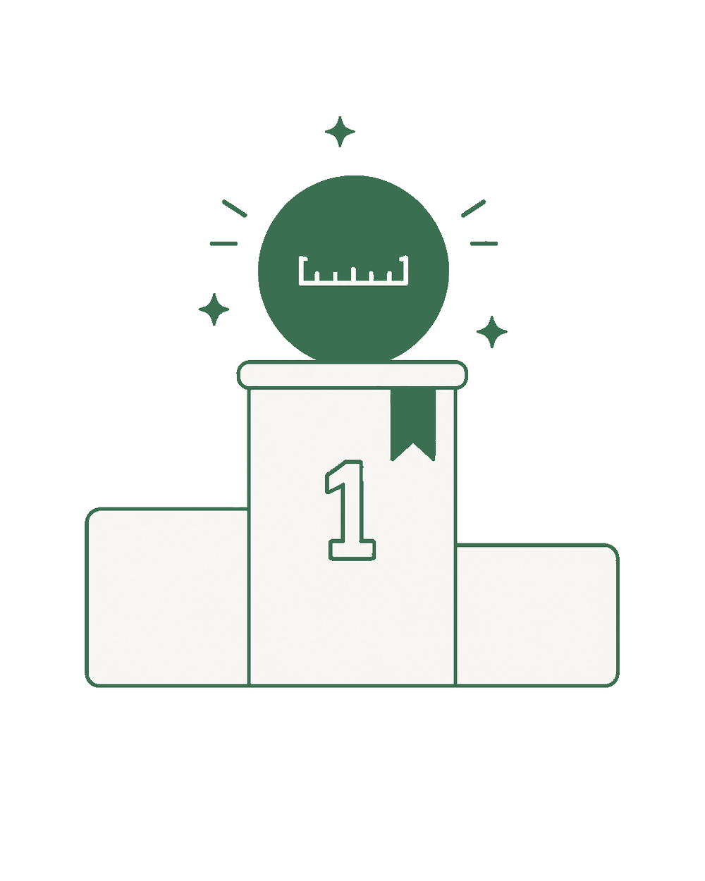 A measured podium with the top-paying rewards site elevated — best, measured